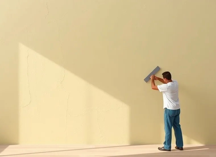 Application d'un enduit décoratif à la lisseuse sur un mur